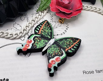 Hand-Painted Wooden Butterfly Brooch | Unique Decor