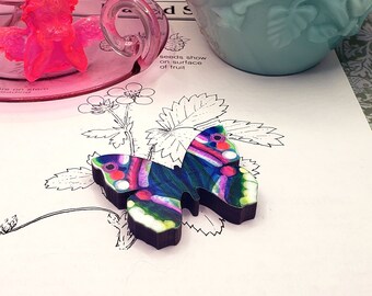 Hand-Painted Wood Butterfly Brooch | Unique Decor