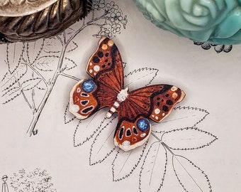 Hand-Painted Wood Butterfly Brooch | Unique Decor