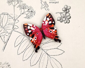 Hand-Painted Butterfly Brooch | Wooden Butterfly Decor