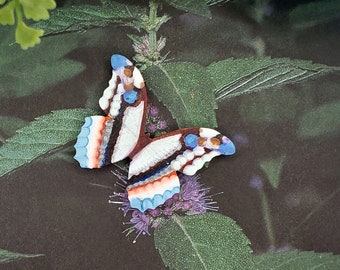 Hand-Painted Wooden Butterfly Pendant, Brooch, Magnet or Hairclip