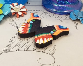 Hand-Painted Wooden Butterfly Brooch | Unique Insect Decor