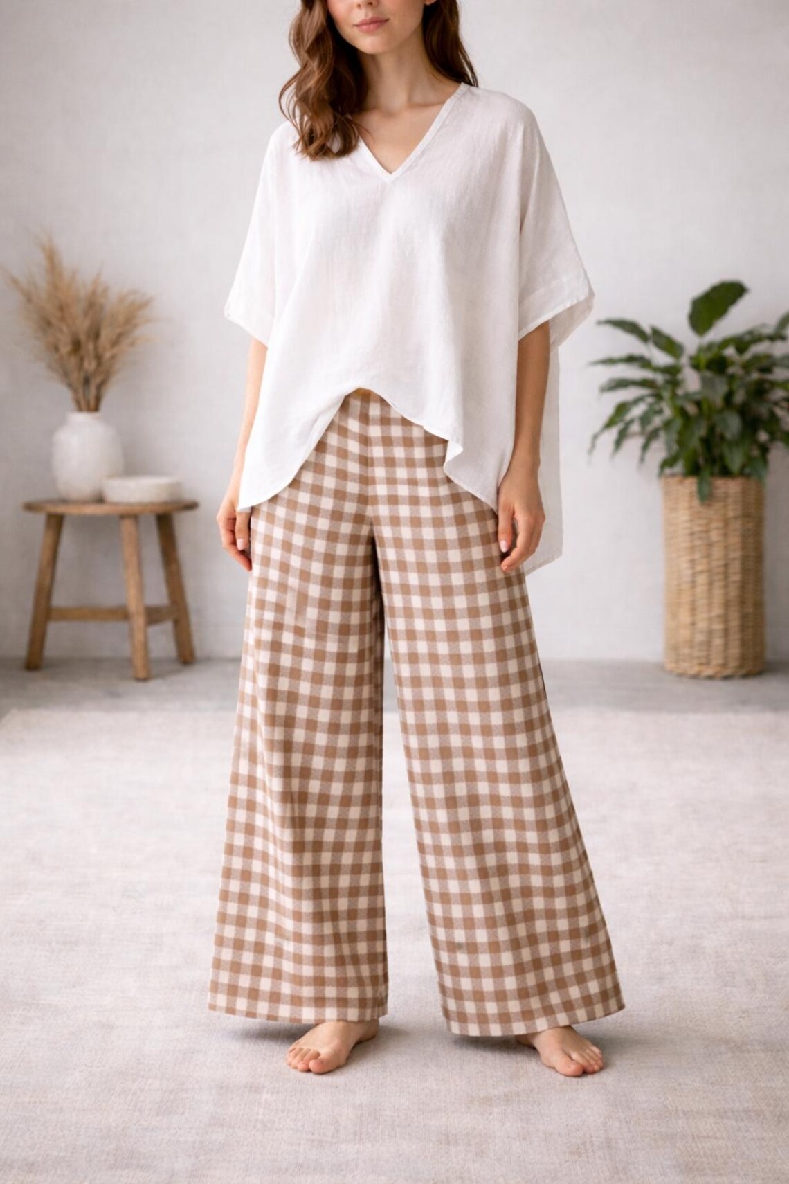 High Waisted Wide Leg Pants Sewing Pattern (PDF), Linen Trousers, Sizes ...
