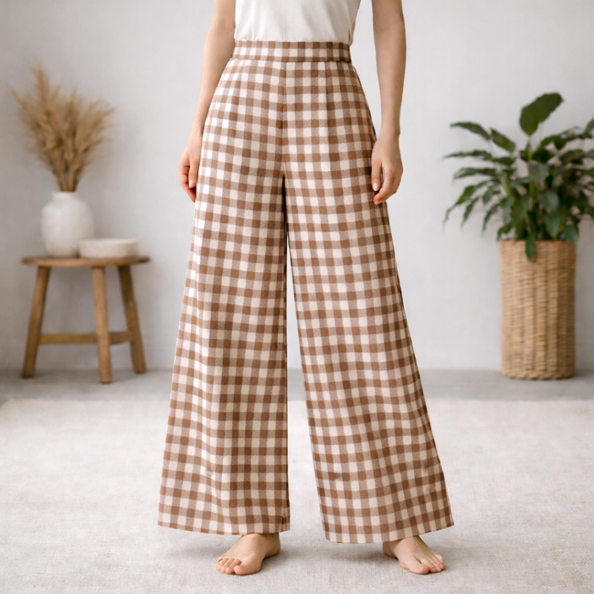 High Waisted Wide Leg Pants Sewing Pattern (PDF), Linen Trousers, Sizes ...
