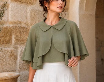 Cape Crop Top Sewing Pattern, Peter Pan Collar Blouse, Beginner PDF (Sizes XS-5XL)