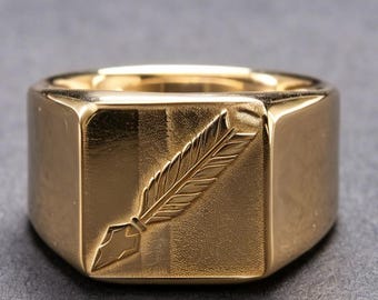 Vintage Tribal Arrowhead 10K Gold Ring Stackable Unisex Jewelry