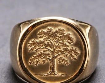10K Gold Oak Leaf Ring – Simple Band Lightweight