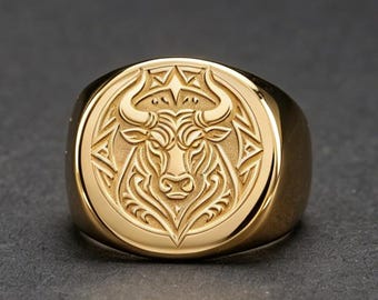 Medusa 18K Gold Siciliana Cameo Ring Perseus Myth Stackable Jewelry