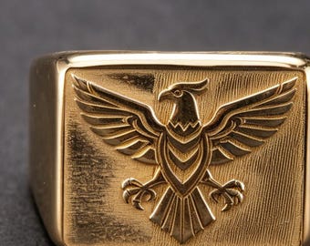 Vintage Navajo 10K Gold Thunderbird Ring Handmade Heavy Masculine Band