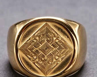 Native American Geometric Weave 14K Gold Ring Unisex Streetwear