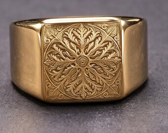 Natural Neapolitan Coral Ring 18K Gold Handmade Statement Jewelry