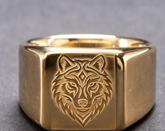 Platinum 950 Native American Wolf Bear Totem Ring Biker