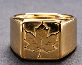 Maple Leaf 18K Gold Ring Minimalist Index Finger Ring