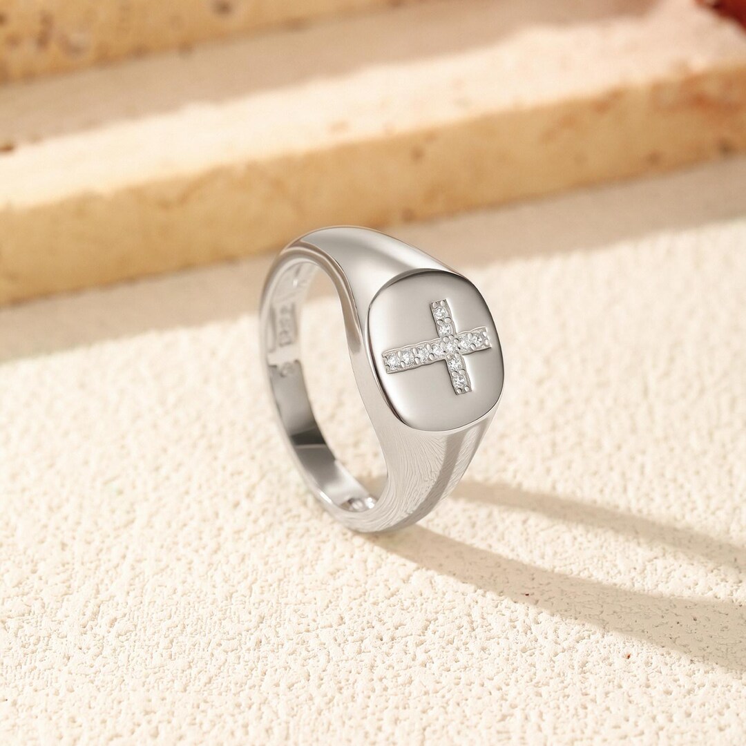 In Hoc Signo Vinces Platinum 950 Diamond Cross Ring Christian Gift - Etsy