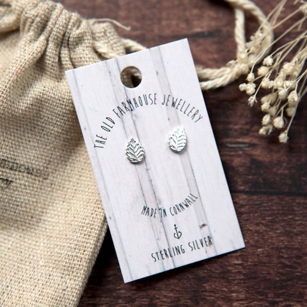 Leaf Sterling Silver Mini Stud Earrings