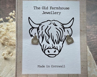 Highland Cow Stamped Cow Tag Mini Studs