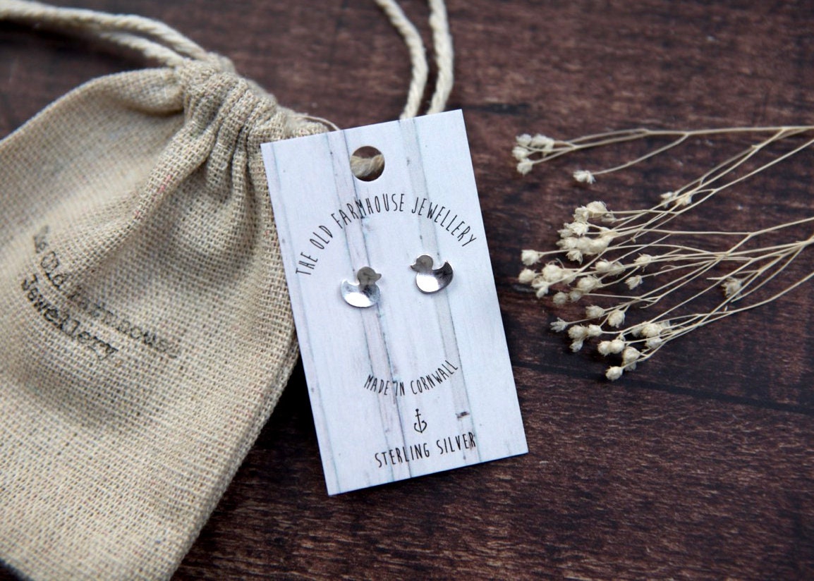 Orecchini A Forma Di Anatra • Argento Sterling • Design A Forma Di
