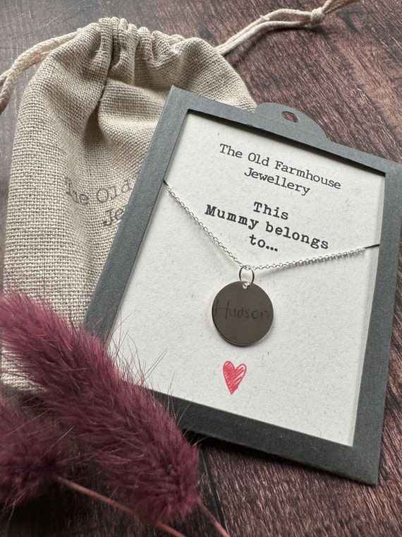 Mother's Day Gift Necklace Engraved Handwriting Sterling Silver Heart  Pendant Necklace Personalised Handwriting Necklace