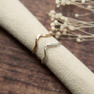 Sterling silver/14k Gold filled Chevron Stacking Ring - textured, stackable, modern, trending, beach