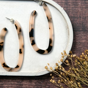 Acrylic Open Oval Hoop Stud Earrings