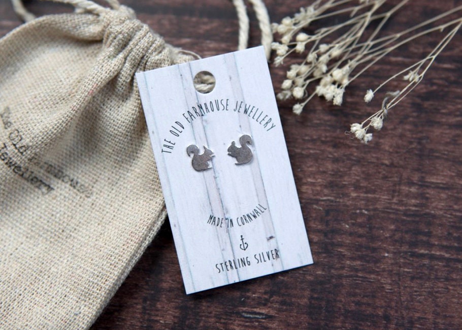 Squirrel Sterling Silver Mini Stud Earrings