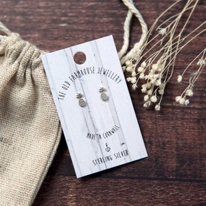 Pineapple Sterling Silver Mini Stud Earrings