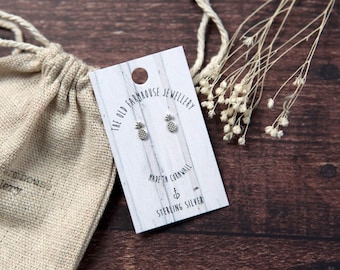 Pineapple Sterling Silver Mini Stud Earrings