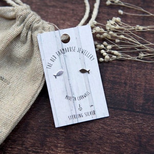 Fish Sterling Silver Mini Stud Earrings