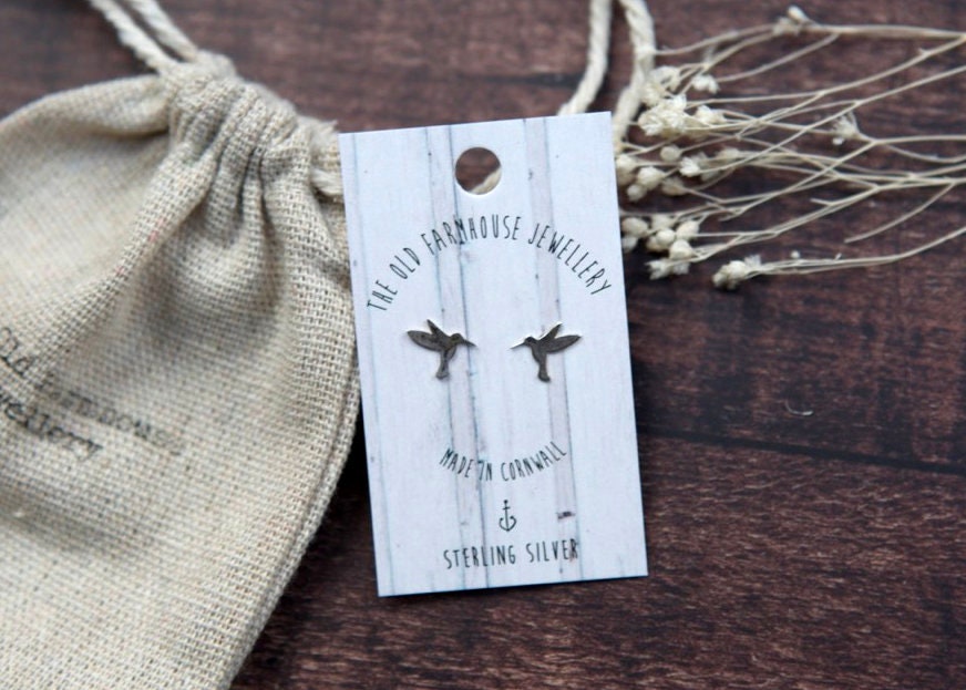 Hummingbird Sterling Silver Mini Stud Earrings