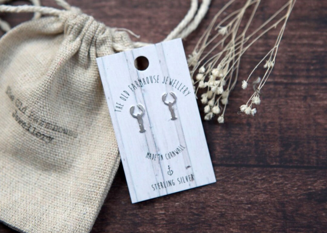 Lobster Sterling Silver Mini Stud Earrings Etsy