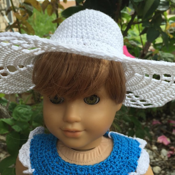 Crochet Doll Pattern Instant Download Wide Brimmed Hat for 18inch Dolls
