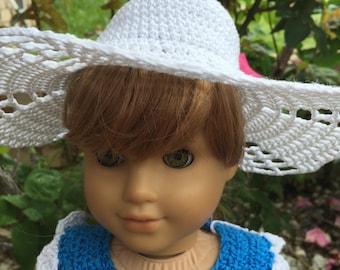 Crochet Doll Pattern Instant Download Wide Brimmed Hat for 18inch Dolls