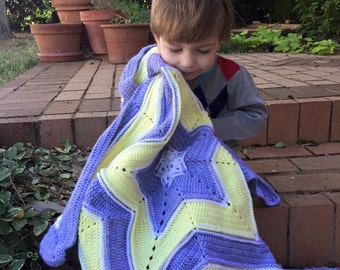 Sports Baby Blanket Instant Download Crochet Pattern, "Baby You are a SuperStar" Textured Star Shaped Blanket