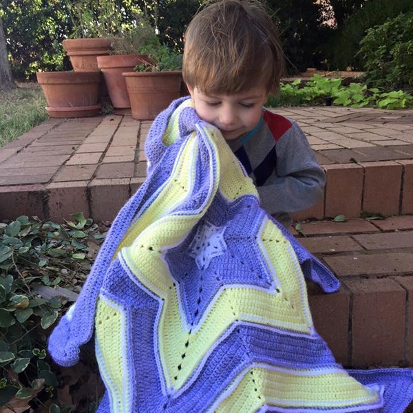 Sports Baby Blanket Instant Download Crochet Pattern, "Baby You are a SuperStar" Textured Star Shaped Blanket