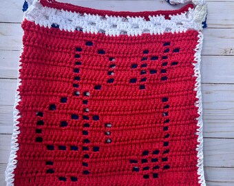Handmade Tote Crochet Cotton Patriotic Music Bag
