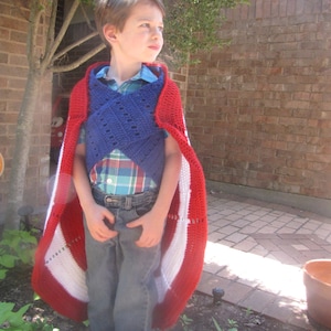 Superhero Pattern Cape Blanket, It has Straps! Instant Download Inspired by Captain America