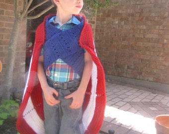 Superhero Pattern Cape Blanket, It has Straps! Instant Download Inspired by Captain America