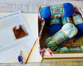 Crochet Dragonfly Tote Complete Kit Style B: Starry Night