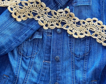 Handmade Crochet Lace Headband: Boho Artisan Wool, Mustard Yellow