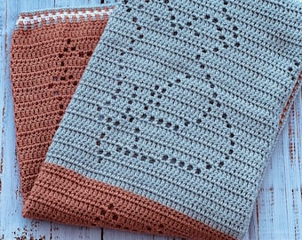 Handmade Baby Blanket Fox in White, Light Grey, and Clay Washable and Ready Made