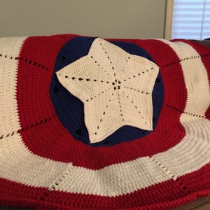 Superhero Crochet Pattern American Hero Blanket, Adult Size-Inspired by Captain America Digital