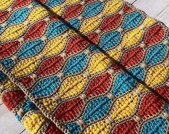 Handmade Merino Wool Baby Blanket: Geometric Car Seat Throw