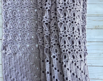 Handmade Lacy Wool  Shawl Alpaca Boutique Yarn Ready Made Gift Colorway Lavender Grey