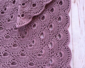 Handmade Dusty Pink Vintage Style Baby Blanket , Washable and Ready Made