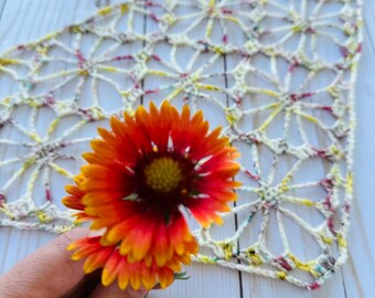 Handmade Crochet Bandana: Merino Wool Boho Lace Headcovering