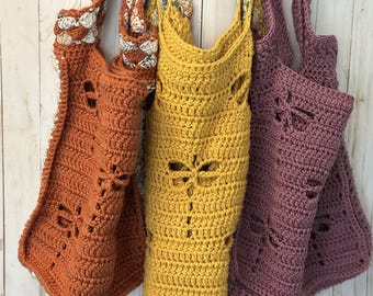 Crochet Pattern Dragonfly Tote 2 Styles One Digital Download