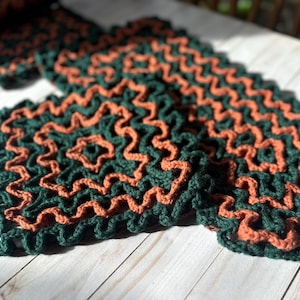 Handmade Fall Crochet Trivet Set – 3 Piece Cotton Hot Pads (9x9" & 9x16")