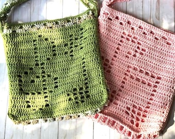 Crochet Pattern Music Note Tote 2 Styles One Digital Download