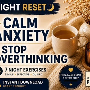 Stop Overthinking Tonight | Brain Wont Shut Off | Anxiety Relief PDF | Calm Mind Exercises | Sleep Better Guide | Racing Thoughts Journal