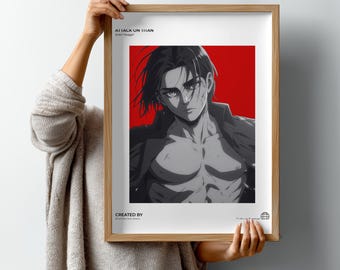 Eren Yeager Attack on Titan Anime Poster, Cinematic Manga Wall Art (Digital Download)